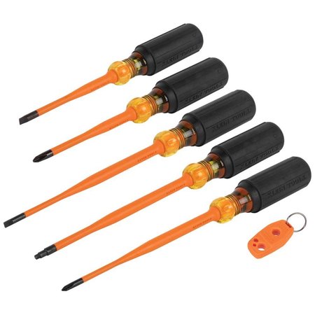 Klein Tools Screwdriver Set, 1000V Slim-Tip Insulated and Magnetizer, 6-Piece 33736INS